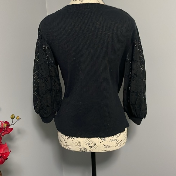 Eri + Ali sweater -lace overlay with puffed sleeves - Women size Small - Picture 4 of 6